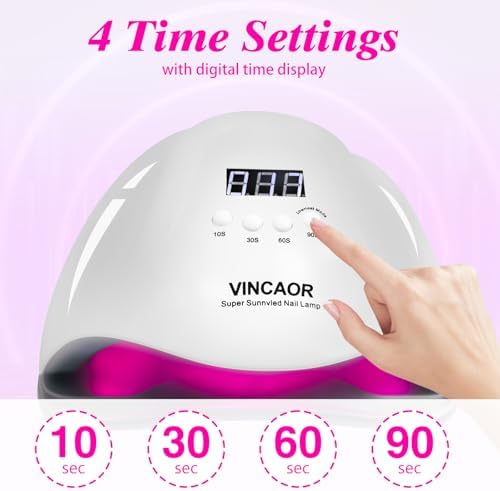 VINCAOR UV Light for Gel Nails, 180W Nail Dryer UV Nail Lamp, Nail Polish Light with 4 Timer Settings, 45 Beads, Polish Curing UV LED Dryer with Automatic Sensor(Purple Light