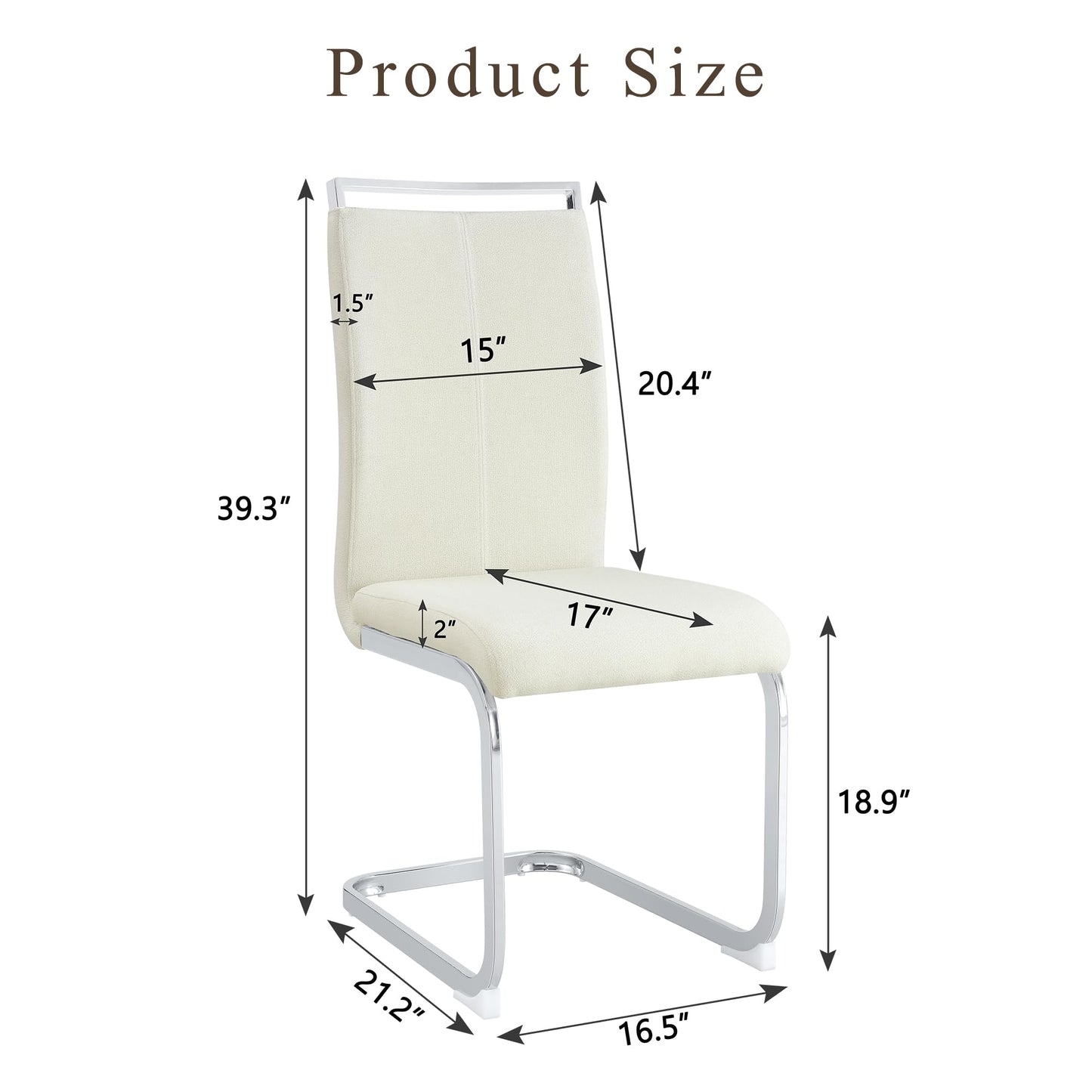 Dining Chairs Set of 4, White Velvet Dining Chairs Set,upholstered Kitchen Chairs with Silver Legs, Suitable for Living Room, Kitchen