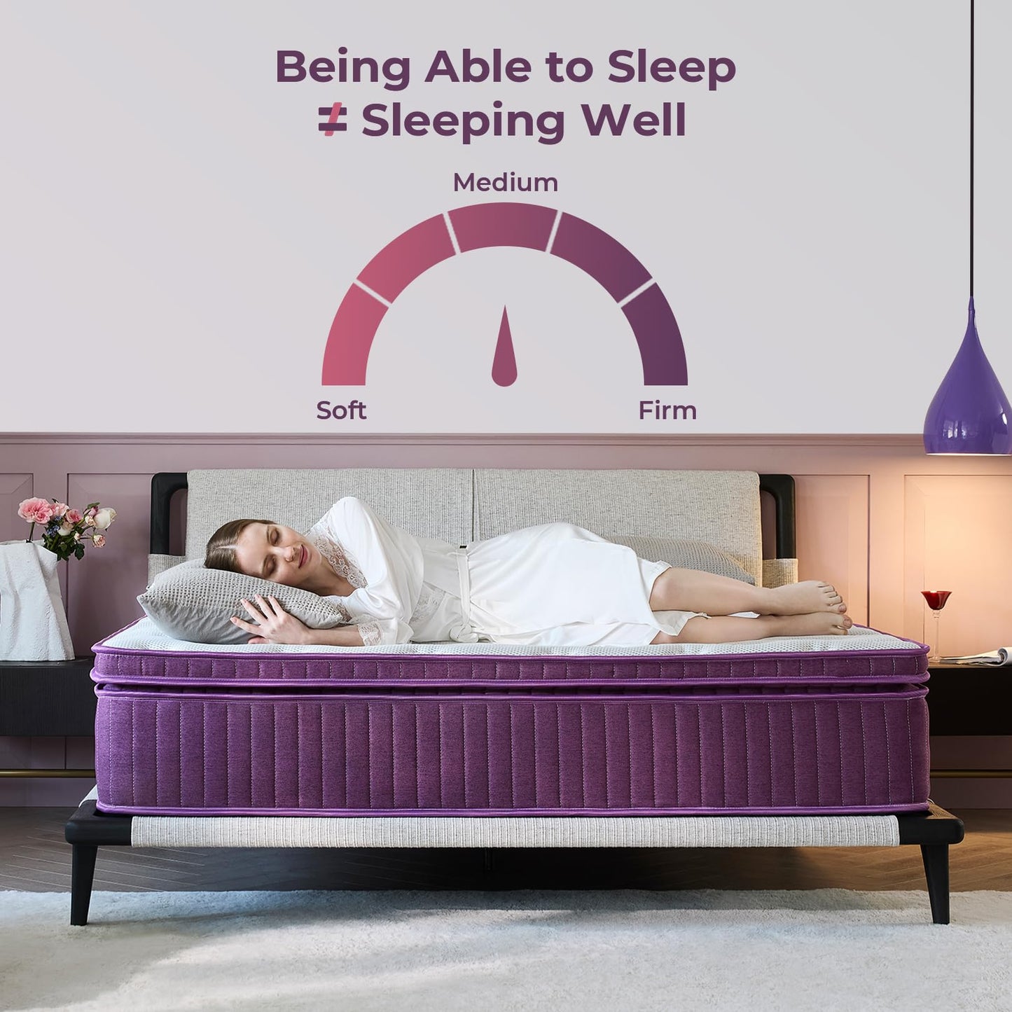 BedsPick Queen Mattress, 12 inch Hybrid Mattress Queen Size in a Box Pillow Top with Gel Memory Foam and Pocketed Coils for Lumbar Support, Spinal Pressure Relief, Medium Firm, CertiPUR-US