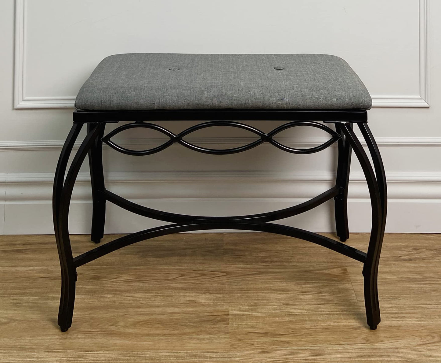 Mango Steam Heather Gray Shoe Bench - Vanity Seat for Makeup Room, Dressing Stool, Entryway Bench - Powder Coated, Upholstered, Space Saving