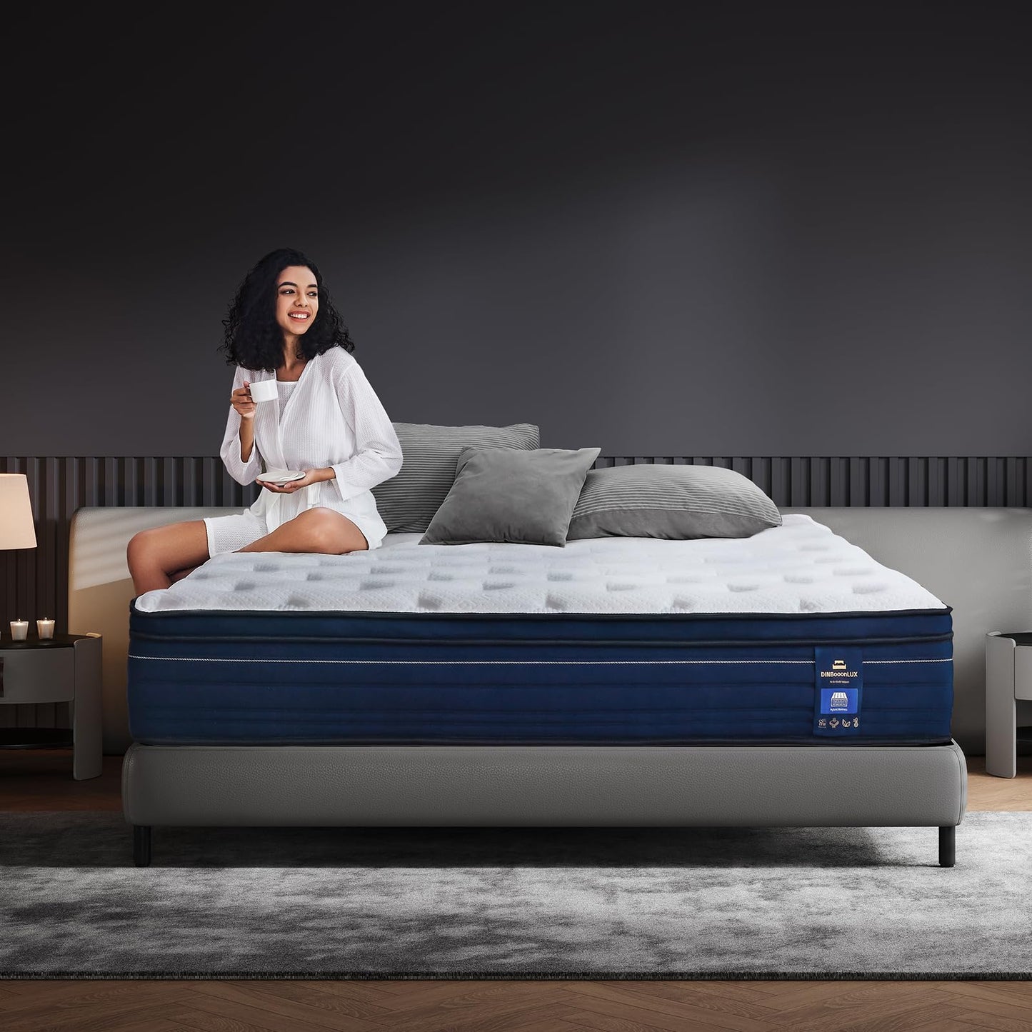 DINBooonLUX Queen Size Mattress,12 Inch Hybrid Queen Mattress in a Box with Memory Foam and Zoned Support Spring,Motion Isolation,Pressure Relief,100 Night Trial,Medium Firm,CertiPUR-US.