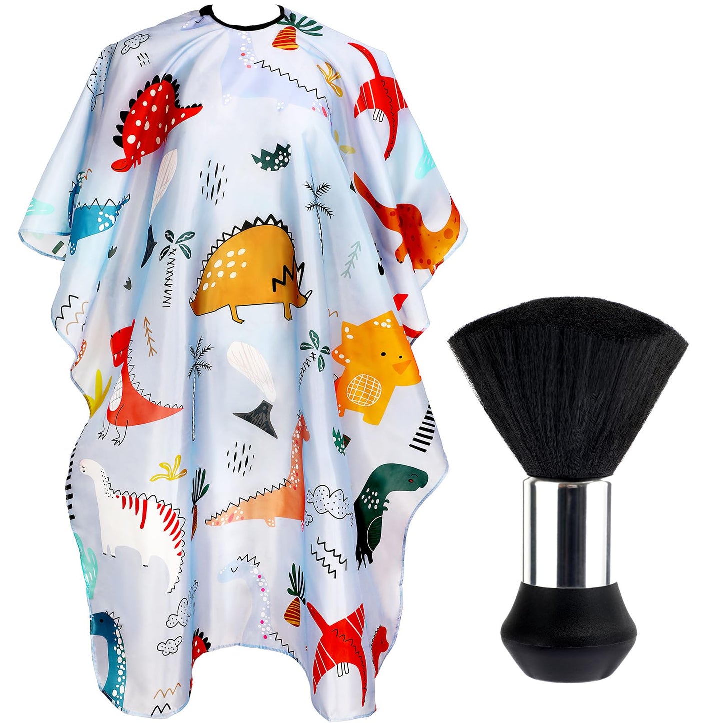 FEBSNOW Kids Hair Cutting Cape, Professional Barber Cape and Neck Duster Brush Cartoon Hairdresser Apron with Adjustable Closure for Children & Adults 55x39 Inches