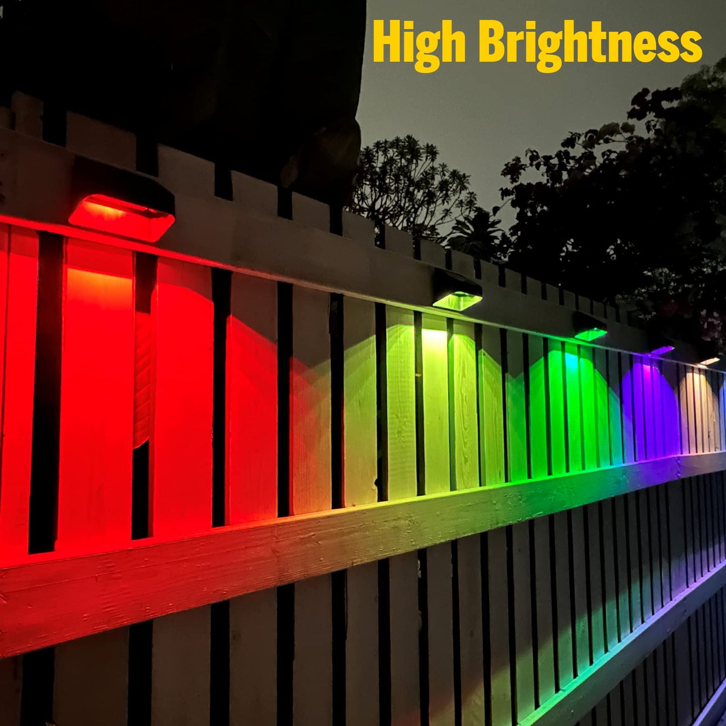 Brighter Solar Fence Lights,Solar Lights Outdoor Waterproof,Warm White and RGB 8 Colors,Dusk to Dawn Deck Light, Outdoor Lighting for Backyard/Railing/Wall/Step/Patio(12 Pack)
