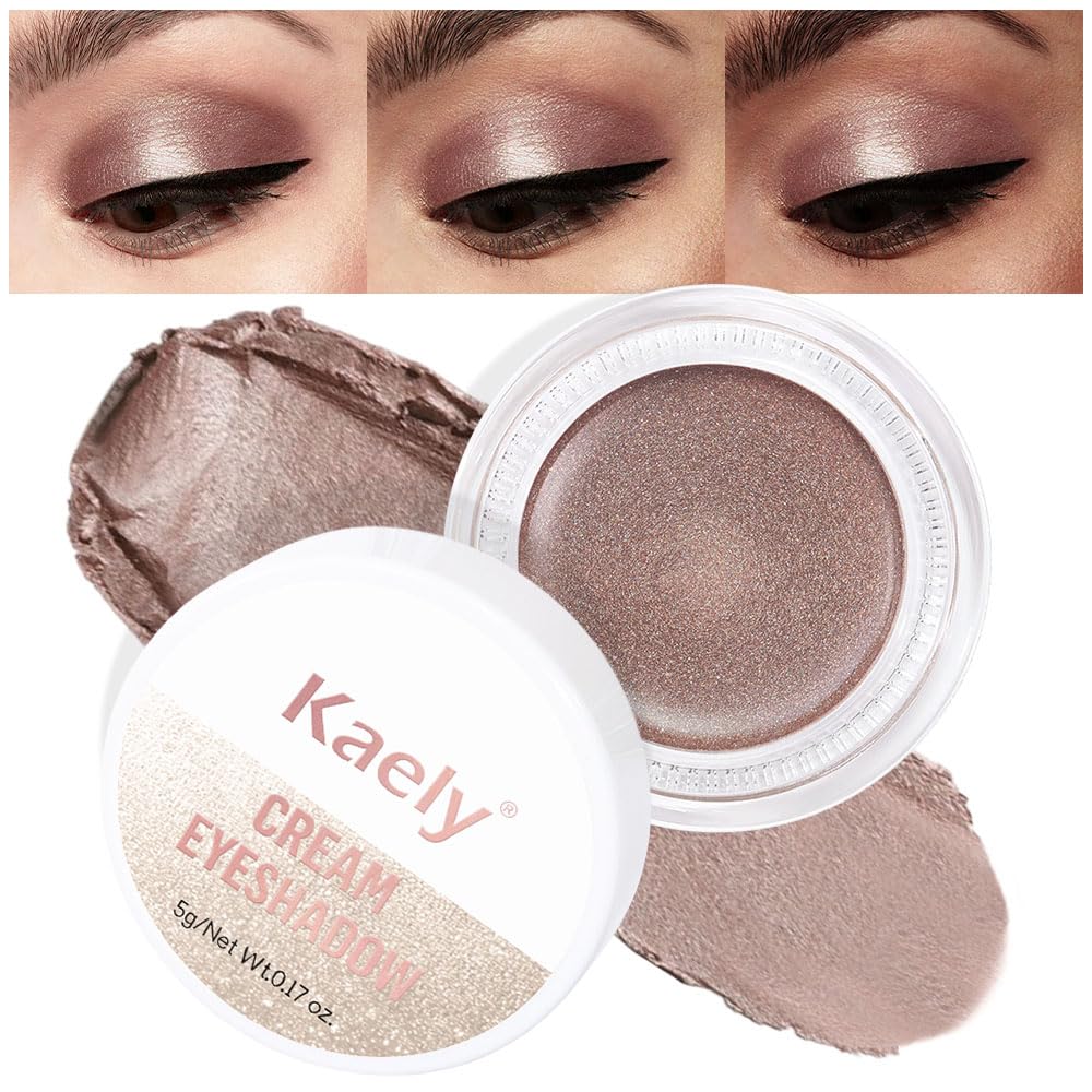 evpct Single Cream Eye Shadow Pallette Pots Makeup for older Women, Caramel Shimmer Glitter Metallic Monochrome Cream to Powder Eyeshadow Palette Eye Brightener, Waterproof Blendable, 710
