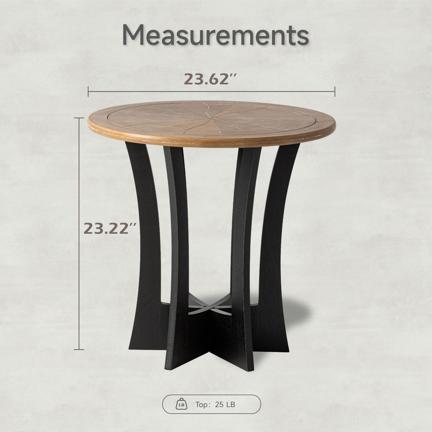 COZAYH Farmhouse Round End Table with Criss-Cross Wood Legs, Rustic French Country Side Table for Dinning or Living Room, Modern, Black, Natural Wood