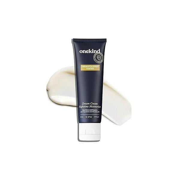 Onekind Dream Cream Nighttime Moisturizer | Multi-Corrective Anti-Aging with Squalane for the Face, Smooths Skin, Reduces Fine Lines, Forehead Wrinkles, Redness For Men & Women