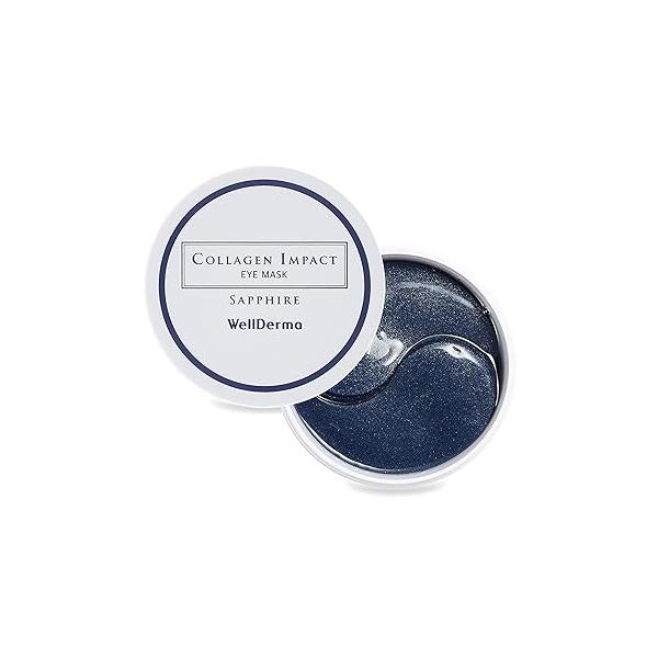 WELLDERMA Collagen Impact Sapphire Eye Mask 60 Sheets - NOURISHing ENRICHed Moisturizing Hydrogel Patches Wrinkles Collagen, Under for Dark Circles, Dry and Dull Skin