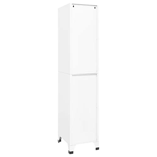 neolun Secure Storage with Steel Locker Cabinet, Convenient Hanger & Shelf, Lockable Door for Clothes or Supplies, White
