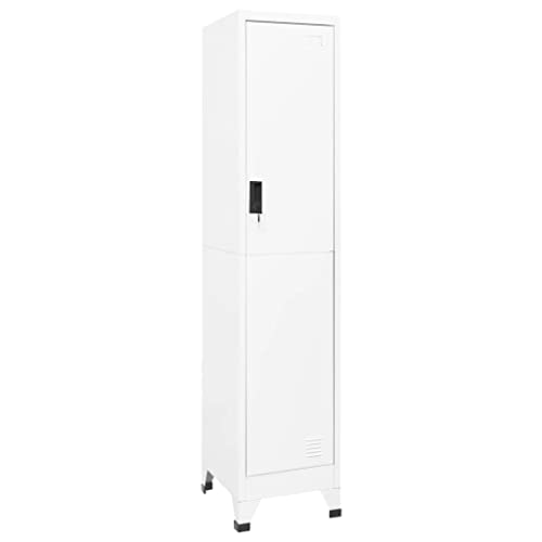 neolun Secure Storage with Steel Locker Cabinet, Convenient Hanger & Shelf, Lockable Door for Clothes or Supplies, White