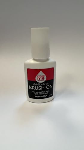 Excuse Me Brush On Gel Super Strong Nail Glue Adhesive for Repairs and Strengthening Natural Nails, Silk Wrap, Fiberglass, Rhinestones. Easy Application with a Brush 0.35 oz (2 Pieces)