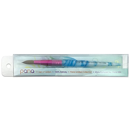 PANA Pure Kolinsky Hair Acrylic Nail Brush - Round Shape Pink Ferrule with White Swirl Blue Handle (Size 10)