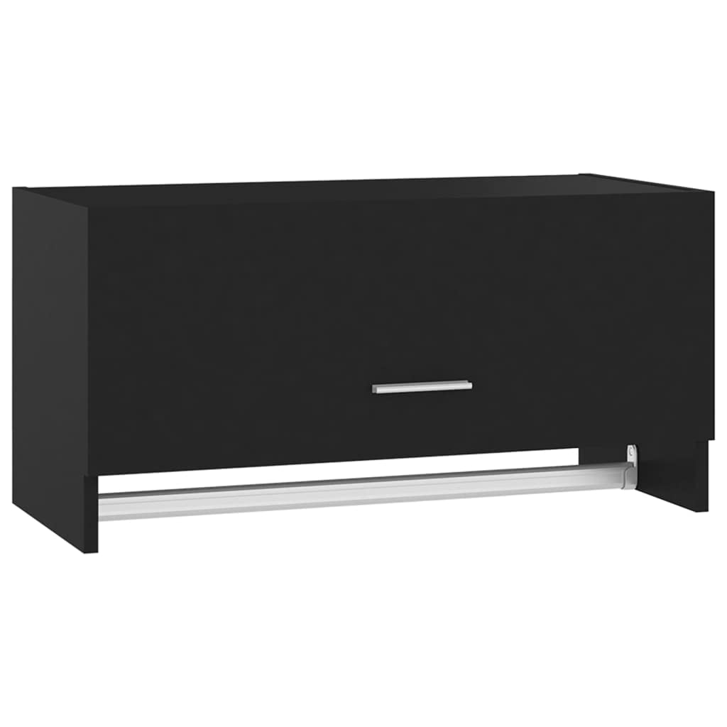 vidaXL Wardrobe, Wall Wardrobe, Hanging Storage Cabinet for Bedroom, Wardrobe Clothes Organizer, Scandinavian Style, Black Engineered Wood