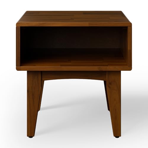 Bme Catherine Acacia Wood Nightstand, Modern Living Room Side Table, Wood Nightstand Without Drawer, End Table for Bedroom, Reading Room, Study Room, Easy Assembly – Dark Chocolate