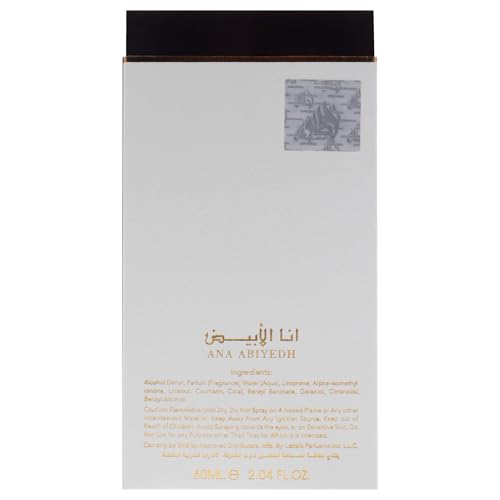Lattafa Perfumes Ana Abiyedh Leather for Unisex Eau De Parfum Spray, 2.0 Ounce