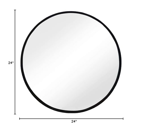 Sunniry Black Round Mirror, Round Mirror 24 inch, Black Circle Mirrors Metal Frame, Wall Mounted Mirrors for Living Room, Bathroom, Wall, Entryway, Rustic.