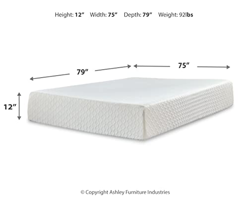 Signature Design by Ashley King Size Chime 12 Inch Medium Firm Memory Foam Mattress with Green Tea & Charcoal Gel for Pressure Relief