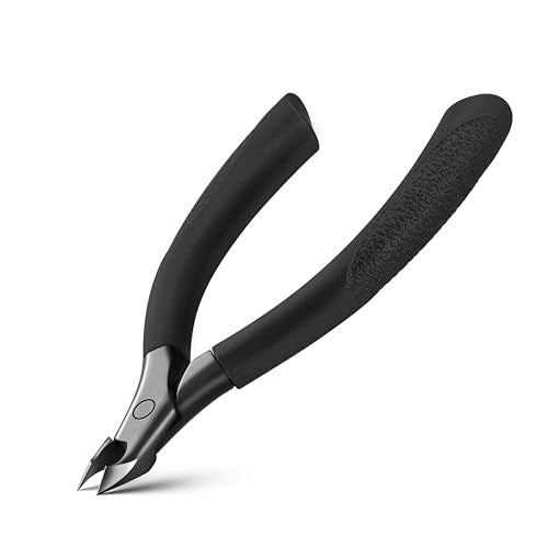 FVION Cuticle Trimmer – Professional Cuticle Nippers, Rubber Coated Handle Manicure Tools – Stainless Steel Cuticle Cutter for Nails (5mm), Dark