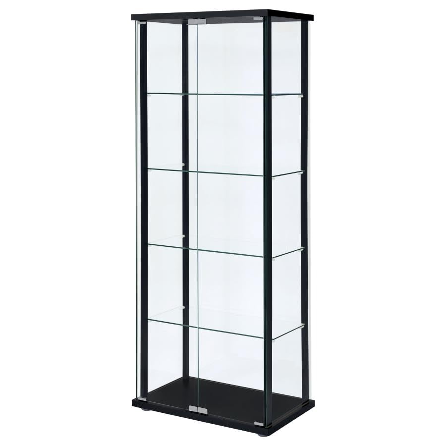 CARTESIAN Glass Display Case - Modern Curio Cabinets with Glass Doors & Five Shelves, 64.25'' Tall, Black Frame, Curio Display Cabinet for Collectibles, Living Room, Dining Room, or Office
