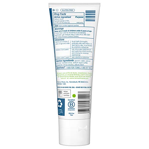 Tom's of Maine ADA Approved Wicked Cool! Fluoride Children's Toothpaste, Natural Toothpaste, Dye Free, No Artificial Preservatives, Mild Mint, 5.1 oz. 3-Pack