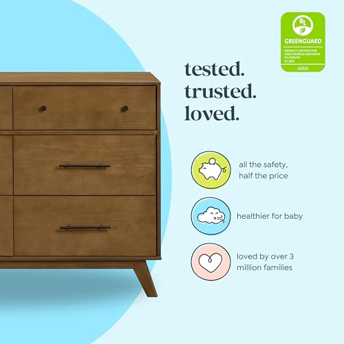 DaVinci Otto 6-Drawer Baby Dresser for Bedroom - GREENGUARD Gold Certified - Multi-Purpose Storage Double Chest of Drawers for Boys and Girls -Dresser for Kids Bedroom, Living Room, Nursery -Walnut