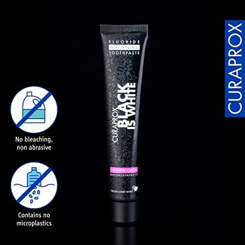 Curaprox Black is White Toothpaste – for Teeth Whitening & Fresh Breath | Charcoal Formula with Fluoride | 90 ml |Single Pack