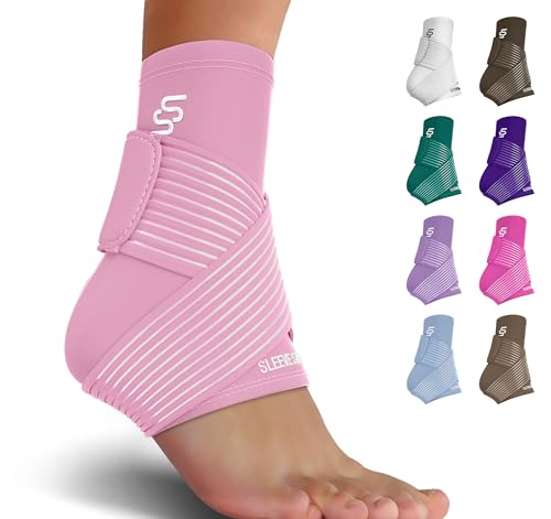 Sleeve Stars Ankle Support for Ligament Damage & Sprained Ankle, Plantar Fasciitis Support & Achilles Tendonitis Pain Relief, Ankle Brace for Women & Men w/Compression Ankle Strap (Pair/Navy Blue)