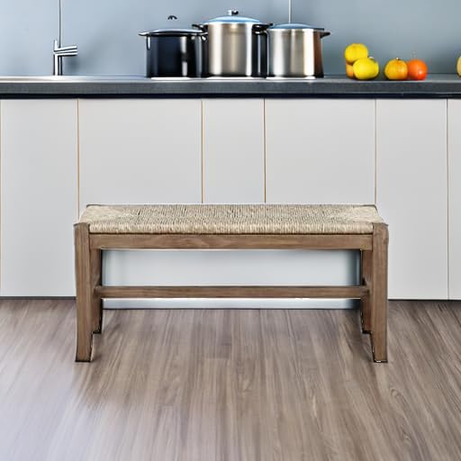 Alaterre Furniture Newport 40" Wood Bench with Rush Seat