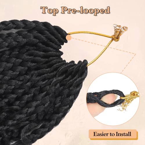 Goddess Box Braids Crochet Hair 1B - 8 Inch Pre Looped Boho Crochet Braids with Curly Ends, 8 Packs Crochet Hair for Black Women Boho 3X Synthetic Braiding Hair Extensions
