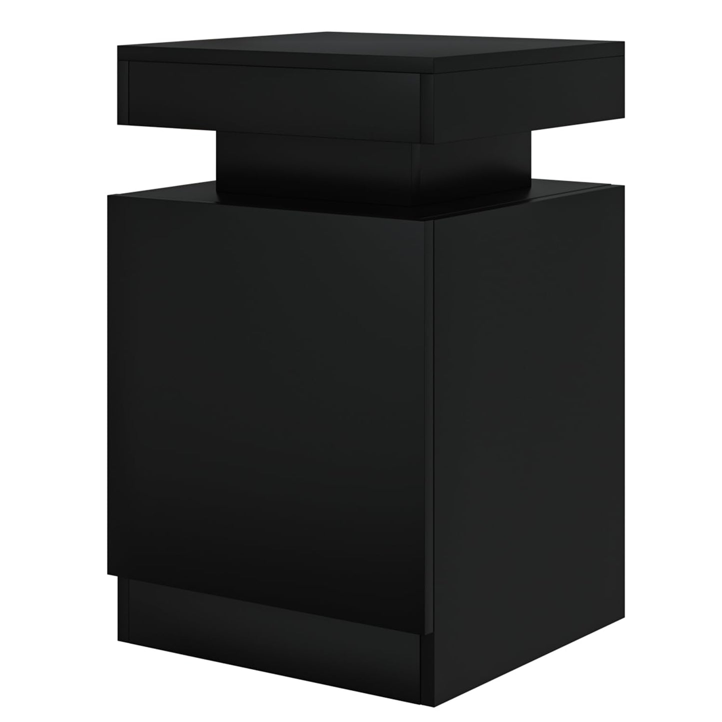 oneinmil Nightstand Set of 2 with LED Lights,Night Stand with Storage Cabinet for Bedroom,Bedside Table with LED, Black