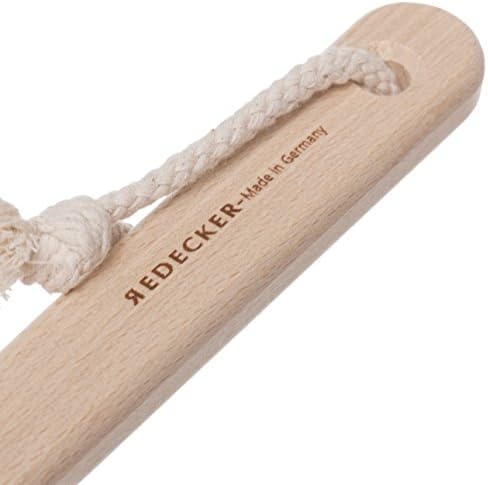 REDECKER Beechwood Bath and Shower Brush - Boar Bristle Back Brush Shower - 17-3/4 inch Handle for Hard-to-Reach Areas - Natural Pig Bristle Fibers Remove Dead Skin - Long Handled Bristle Shower Brush