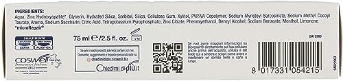 Biorepair: "Pro White" Whitening Toothpaste with microRepair - 2.5 Fluid Ounce (75ml) Tubes (Pack of 2) [ Italian Import ]