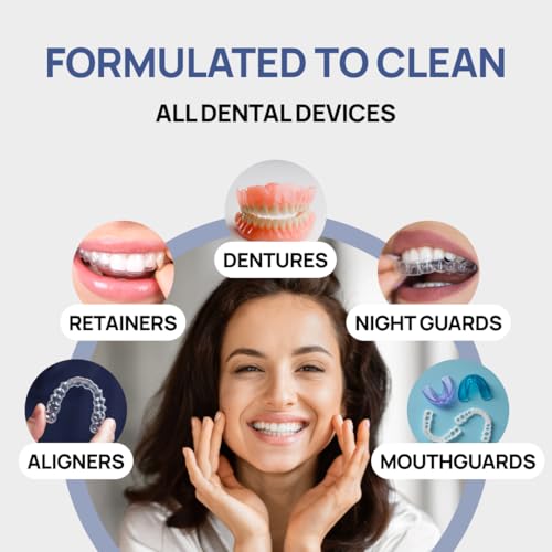 SmileAgain Retainer Cleaner - 180-220 Cleanings 22 Pack/6 Month Supply - for Clear Aligners, Dentures, Mouth Guards & Night Guards - Our Oral Appliance Cleaner & Denture Care Powder - Mint Flavored