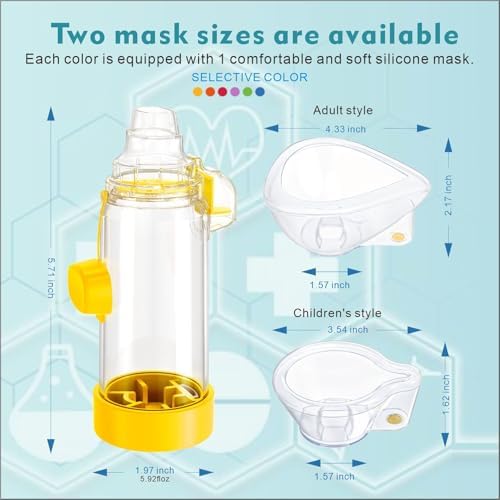 Soft Silicone Inhaler Spacers for Adults and Kids - Fun and Colorful Nessi OTC Spacer (Adult-Yellow)