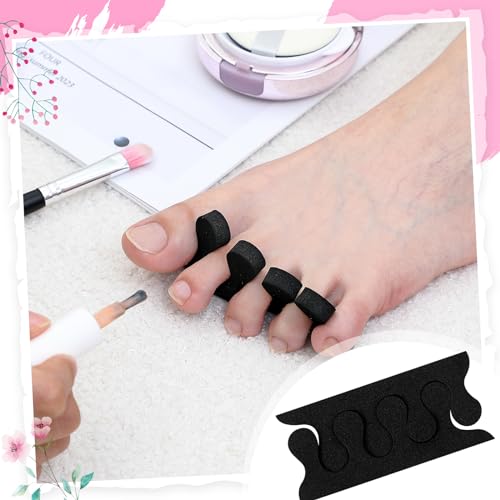 Mumufy 500 Pcs (250 Pairs) Toe Separators Pedicure Tool Kit Soft Toe Spacers for Pedicures Spreaders Finger Dividers for Women Men Feet Nail Toenails Art Painting Polish Spa(Black)