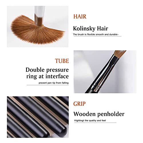 Yasterd Acrylic Nail Brush 100% Kolinsky Acrylic Brushes for Nails Size 8 Oval Crimped Shaped Nail Brushes for Acrylic Application Black Wood Handle Professional Nail Art Powder Brush Manicure Tool