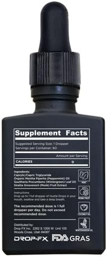 DropFx Hustle Drops - Fast-Acting Respiratory Support with Peppermint & Wintergreen, Natural Breathing Enhancement, Airway Expansion & Oxygen Flow