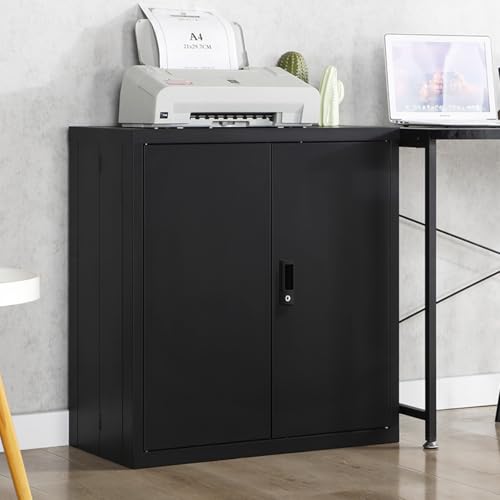 ODOOKON Storage Locker,File Organizer, Storage Cabinet with Door Locks and Two Adjustable Shelves, Suitable as a Cabinet for Home, Office, School & Garage Use