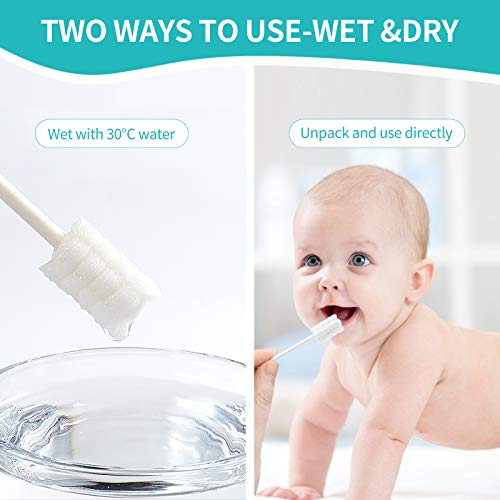 Dearlomum Baby Tongue Cleaner, Newborn Toothbrush, 96PCS Disposable Infant Toothbrushes, Gauze Gum Cleaner Toothbrush Baby Oral Cleaning Stick Dental Care for 0-36 Months