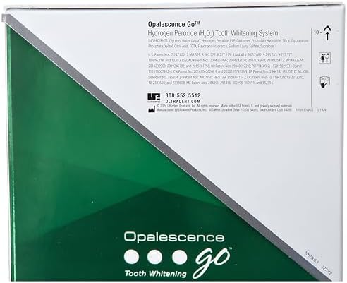 Opalescence Go - Prefilled Teeth Whitening Trays - Original 15% - (4 Treatments) - Hydrogen Peroxide with PF - Cool Mint - Made by Ultradent. 4648-1