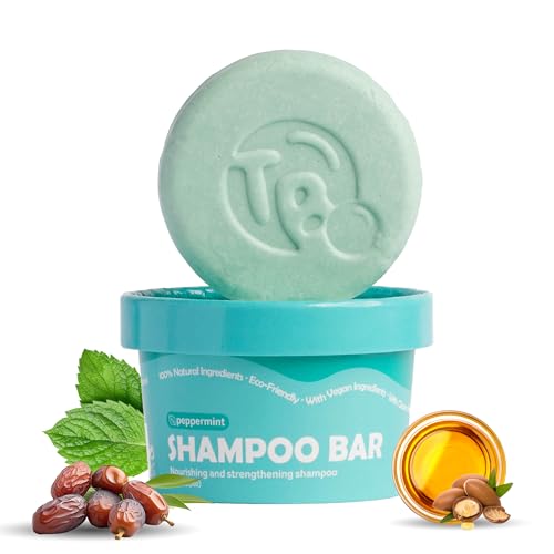 Tree Bottle Peppermint Essential Oils + Biotin Shampoo Bar - For Hair Growth, Strengthening, Thickening & Volumizing Shampoo for Women and Men - Free of Parabens & Sulfates - Made in USA - 4.5oz
