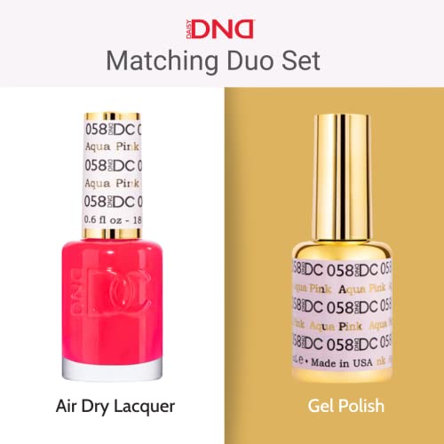 DND DC Gel Polish Set, Pink Collection, UV/LED Gel Polish and Air Dry Nail Lacquer, Matching Chip-Free Polish Duo, 284 Hibiscus, 0.5 Fl Oz