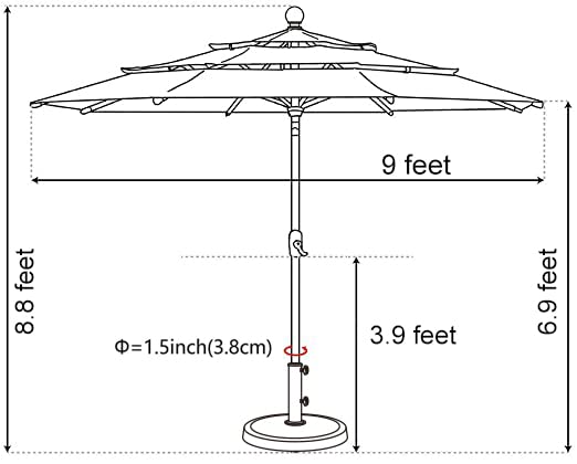 EliteShade USA 10-Year-Non-Fading 9Ft 3 Tiers Market Umbrella Patio Umbrella Outdoor Table Umbrella with Ventilation, Burgundy
