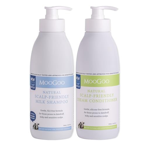 MooGoo Natural Milk Shampoo & Cream Conditioner Pack - For Itchy, Dry, Eczema, Psoriasis & Dandruff Prone Scalps – SLS, Silicone, Sulfate & Paraben Free - Natural & Gentle Formula – 2x 16.9 fl. oz.