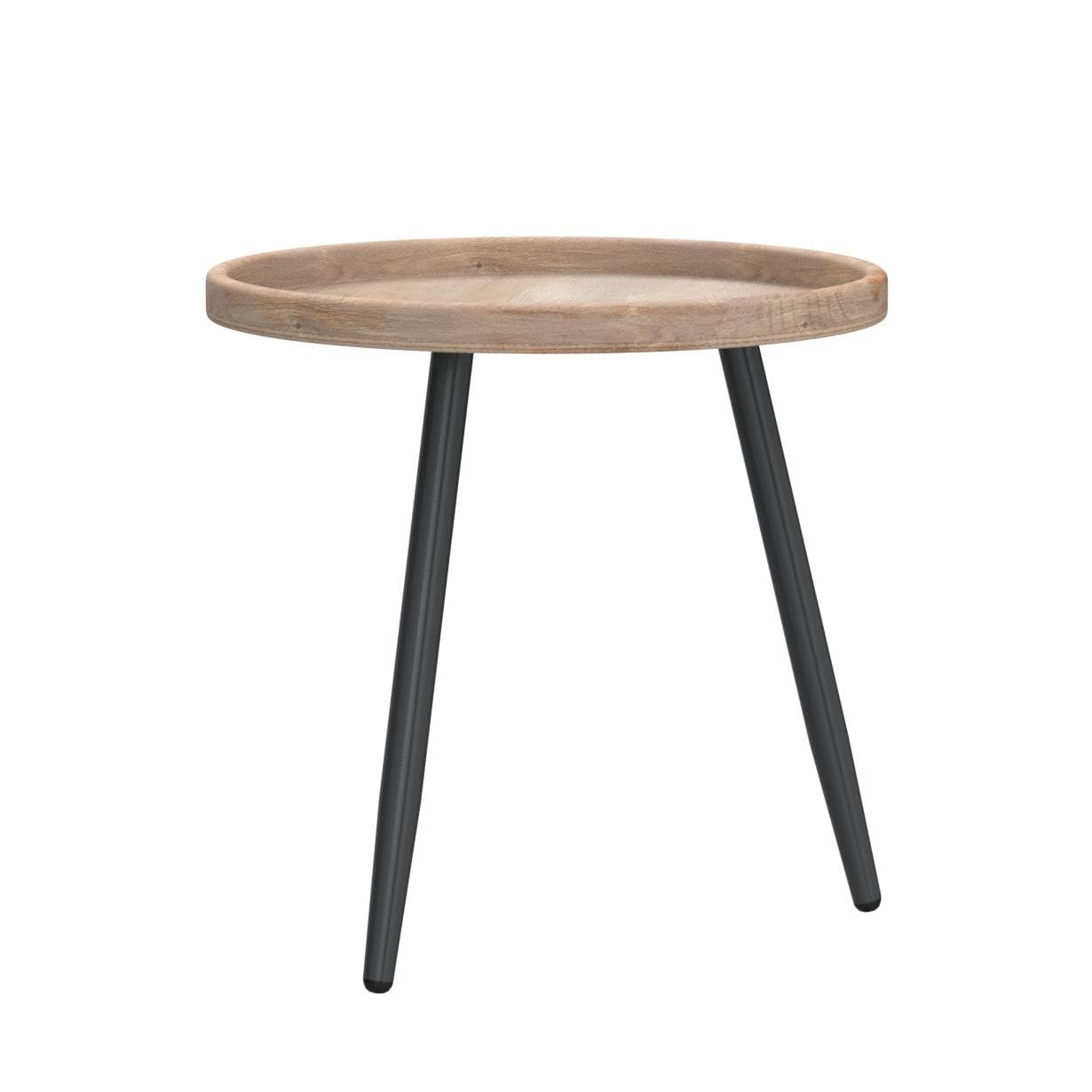 Tiita Round End Table Mental Side Table Nightstand/Small Wood Tables Accent Coffee Table with Wooden Tray for Living Room Bedroom Office Small Space