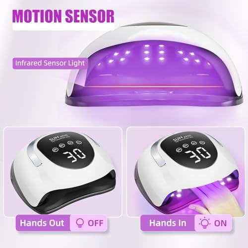 220W LED UV Light Dryer for Nails Gel Polish with 57 Lamp Beads 4 Timer Setting & LCD Touch Display Screen, Auto Sensor, Professional Nail Light