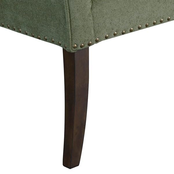 Madison Park Accent Bench, Plush Upholstered, Nailhead Trim, & Padded Seat Entryway Bench Small, End of Bed Bench with Back, 49.5" W x 19.25" D x 23" H, Green