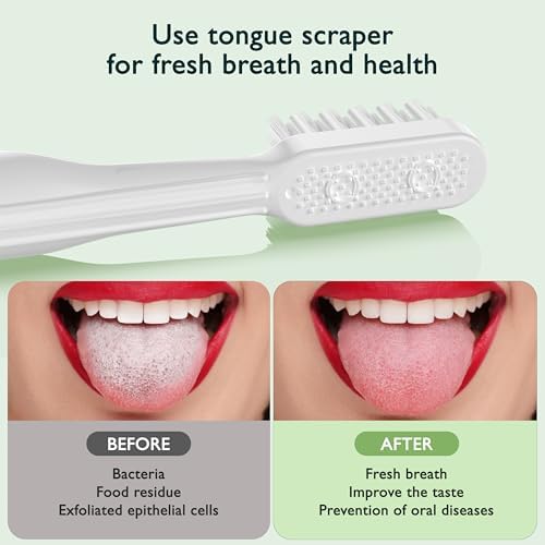 Toothbrush Replacement Heads for Quip, 5 Pack, Standard Adult Brush Head Refill with Built-in Tongue Scraper, Soft Bristles, White