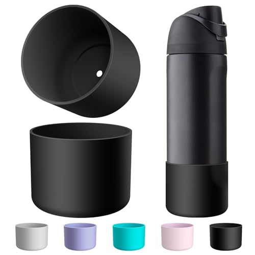 Comheral 2PCS Silicone Water Bottle Boot for Owala 32oz, Anti-Slip Protective Sleeve Bottom Bumper for FreeSip, Twist, and Flip Stainless Steel Bottles, Dishwasher Safe and BPA Free(White)