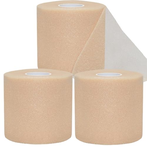 ADMITRY Pre Wrap Tape Athletic,3 Rolls Prewrap Headbands for Hair,Foam Underwrap Sports Wrap