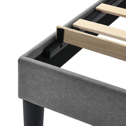 HOLISUN Simple Queen Size Grey Bed Frame, Adjustable Headboard
